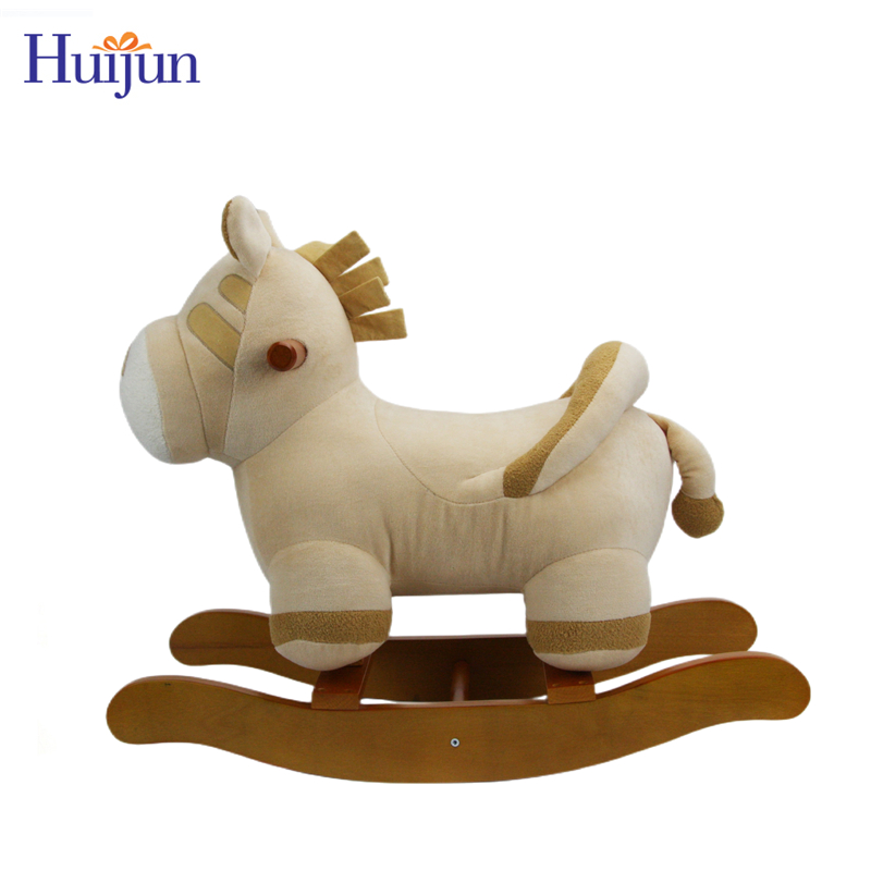 Wooden Plush Baby Rocking Horse Kids Ride On Toys (2)